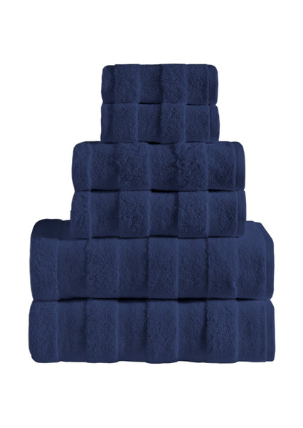 Apogee Collection Luxury 6 PK Towels Set - True Navy By SaaSoh 