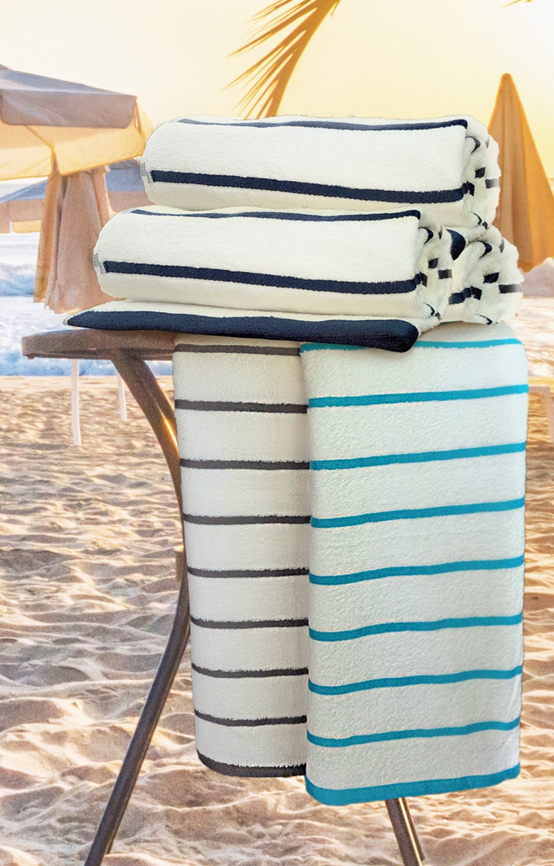Premium Cotton Poly Blend Horizontal Stripes Pool Towels | SaaSoh Inc