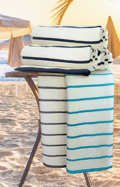 Premium Cotton Poly Blend Horizontal Stripes Pool Towels | SaaSoh Inc