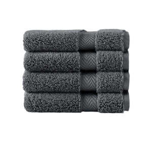 Set of four SaaSoh Klassic Collection dark coal bath washcloths, soft and plush for daily skincare and bathing.