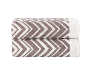 Santorini Collection bath towel by SaaSoh in mocha linen, soft and absorbent, displayed folded on a neutral background.