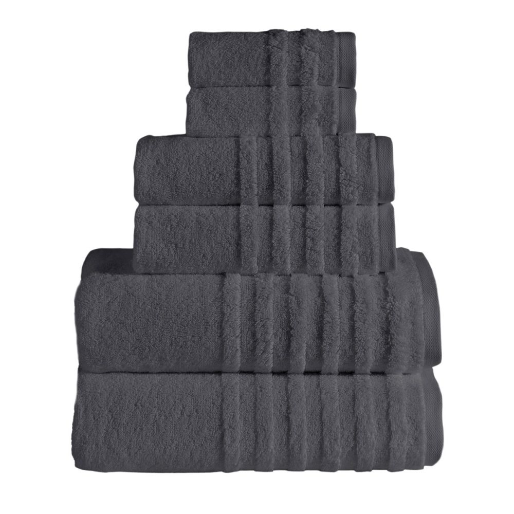 Opulent Collection 6 PK Towels Set - Coal