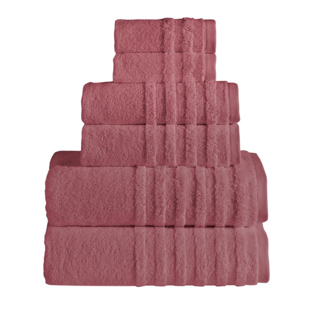 Opulent Collection 6 PK Towels Set - Coral