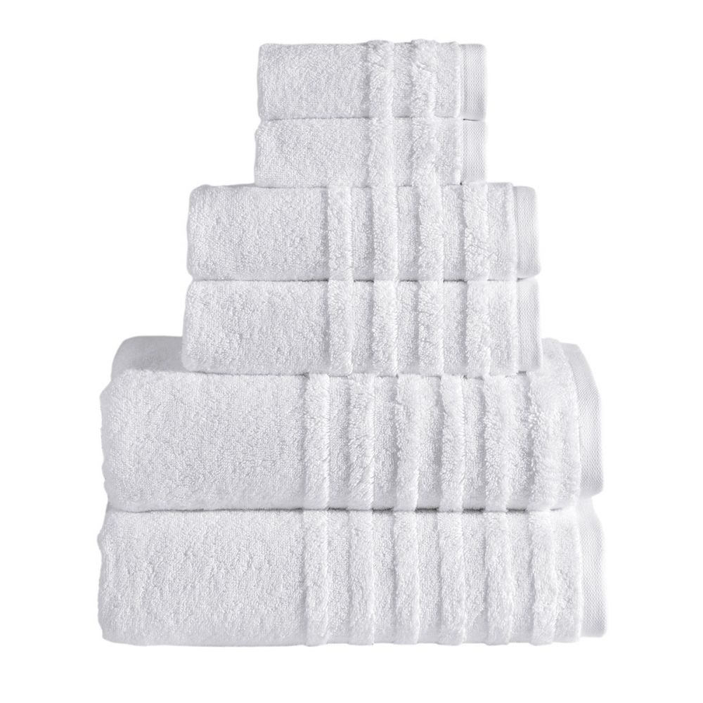Opulent Collection 6 PK Towels Set - White